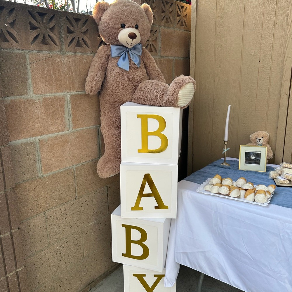 Huge Brown Bear with Blue Bow